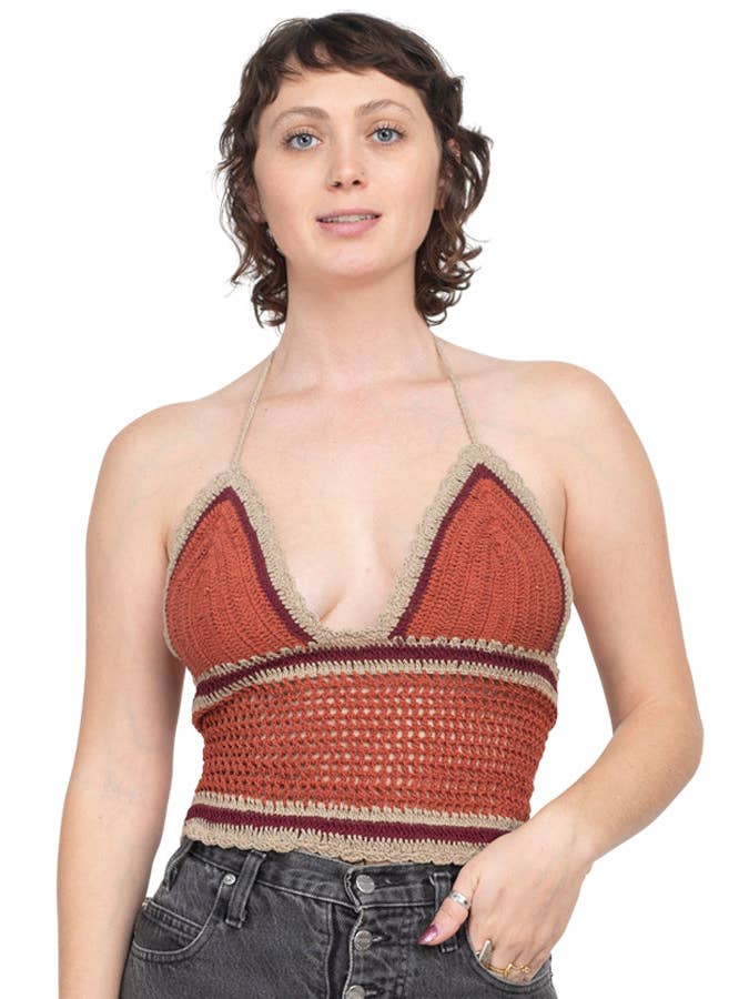 Lakhays Collection Inc. - Wholesale Knit Top - Women's - Tri Color Crochet Halter Top