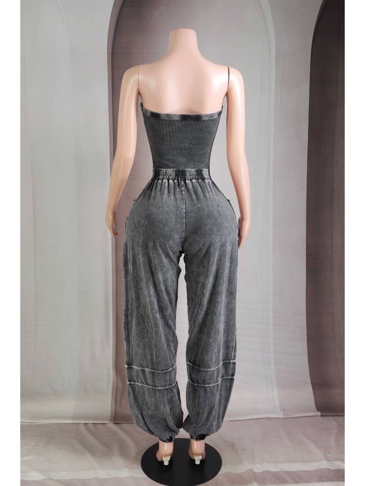 Dalia Studio - Wholesale Jumpsuit - Women's - MINERAL WASH STRAPLESS JOGGER JUMPSUIT2