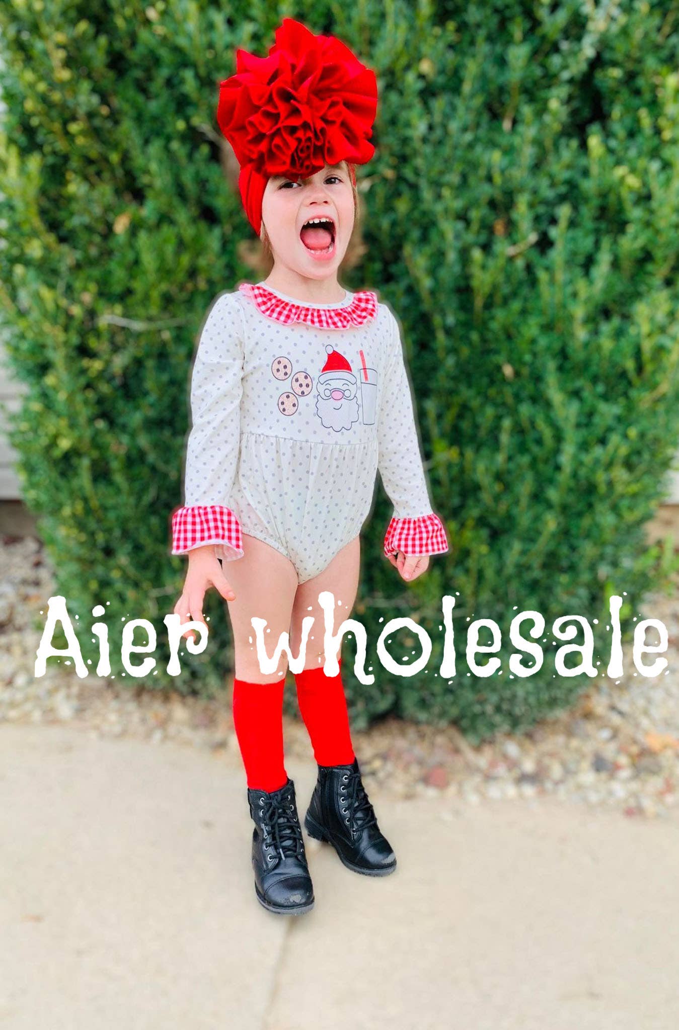 Aier Wholesale - Wholesale Bodysuit (non-footed) – Baby - Baby Girls milk Christmas Bubbles1