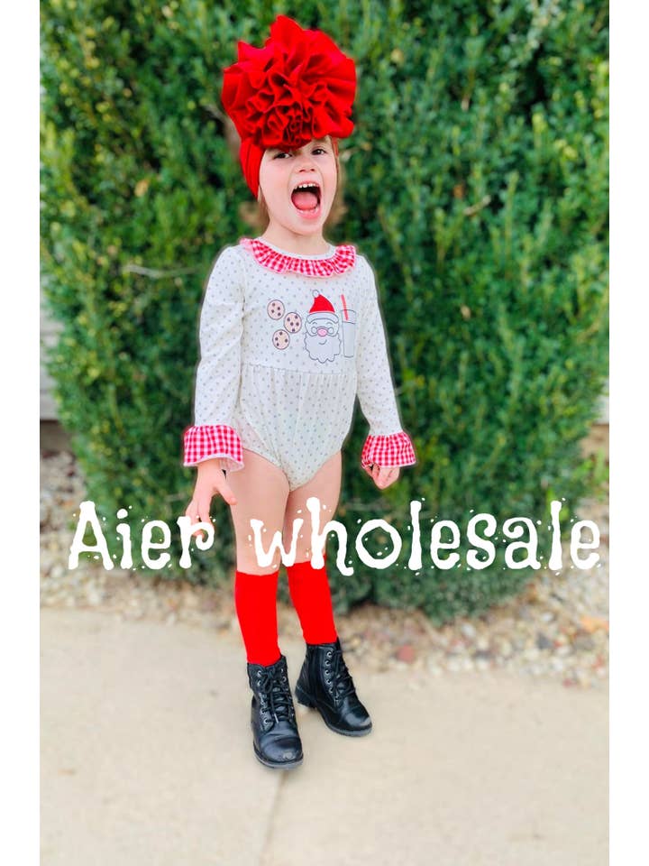 Aier Wholesale - Wholesale Bodysuit (non-footed) – Baby - Baby Girls milk Christmas Bubbles1