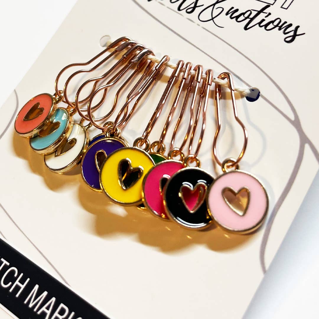 Anna B. Shop - Wholesale Knitting/Crochet Supplies - Open Hearts Stitch Markers, Set of 10, notions3