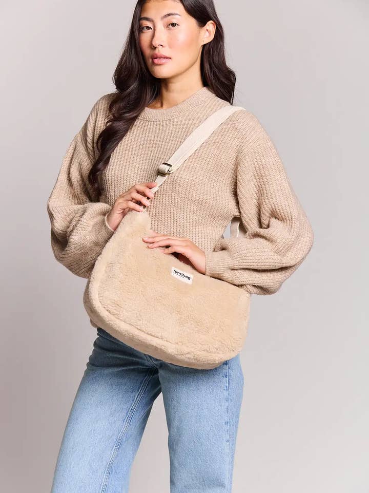 Beige Teddy Pink Bag for wholesale by Hindbag