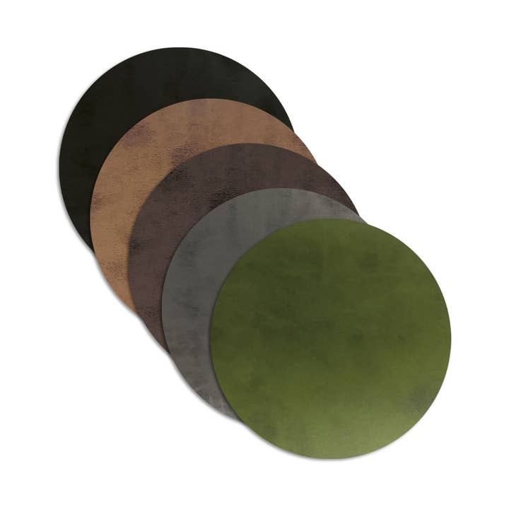 Placemats Vegan Leather Round Shape Antimicrobial Copper for wholesale by DAVANTI