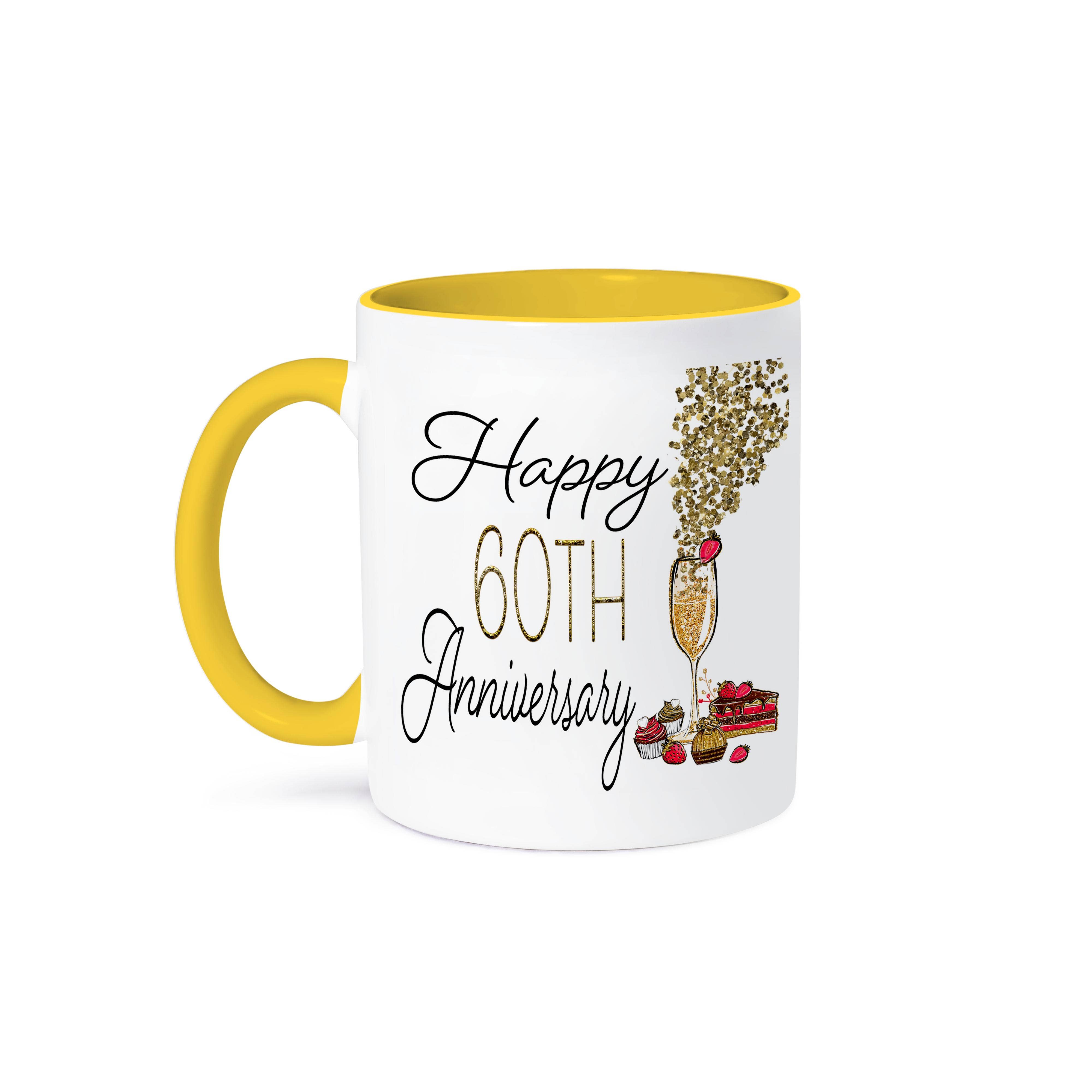3dRose - Wholesale Coffee Mug - 3dRose, Happy 60th Anniversary Glass Of Champagne and Sweets, Mug0