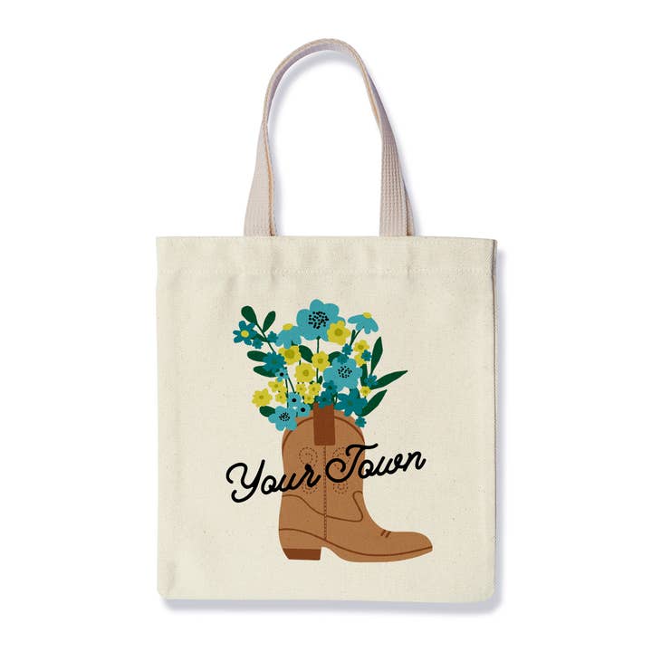 Rock Scissor Paper - Wholesale Tote Bag - Women's - Name Drop City Tote Bag - Country Cowboy Boot