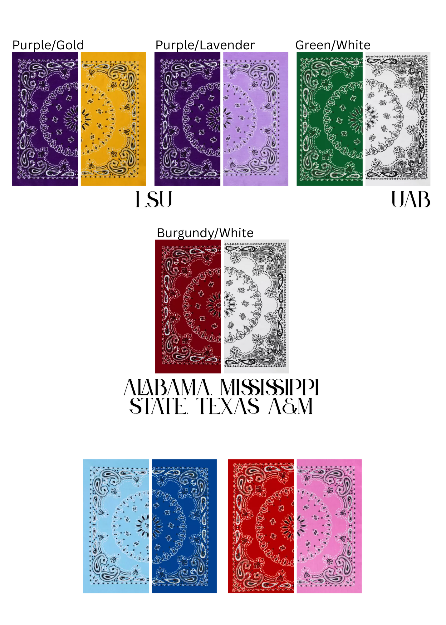 Sugar Cilantro - Wholesale Bandana - Women's - Handmade Custom Colorblocked Gameday Bandana6