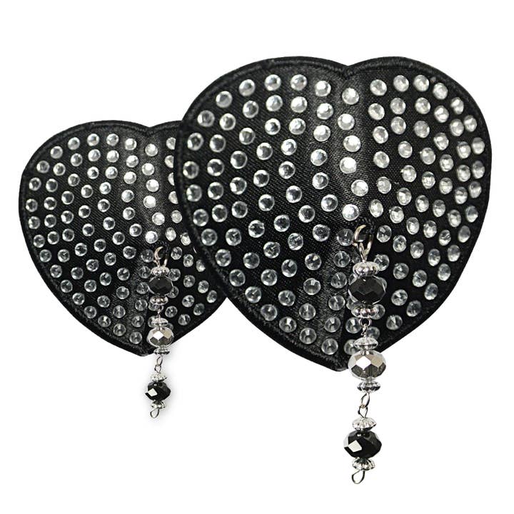 Copricapezzoli Sm Crystals Heart Black - per la vendita all'ingrosso da parte di Bijoux De Nip