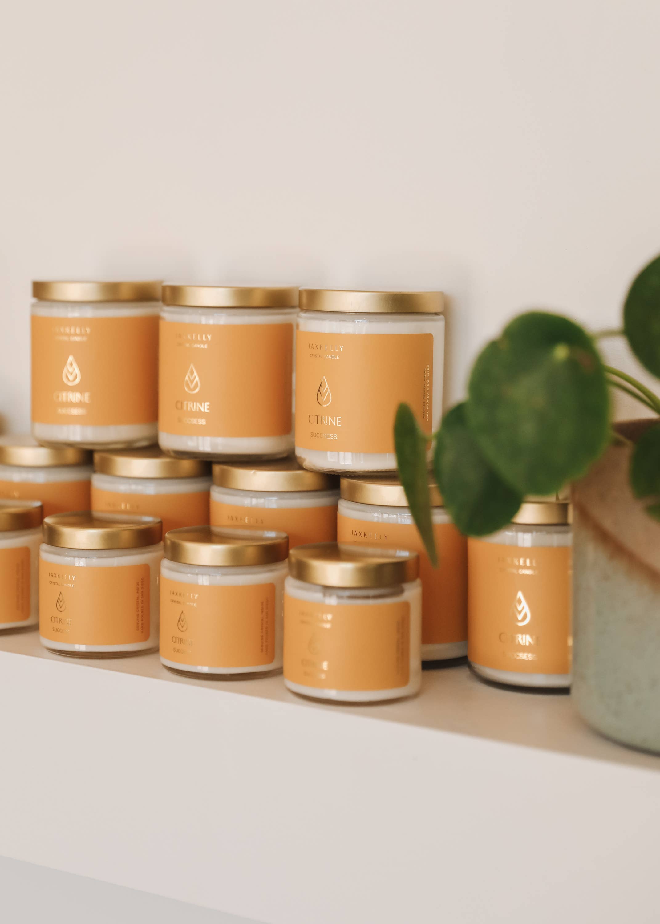 JaxKelly Candles - Wholesale Jar/Filled Candle - 9oz Clear Crystal Candles - Citrine - Success3