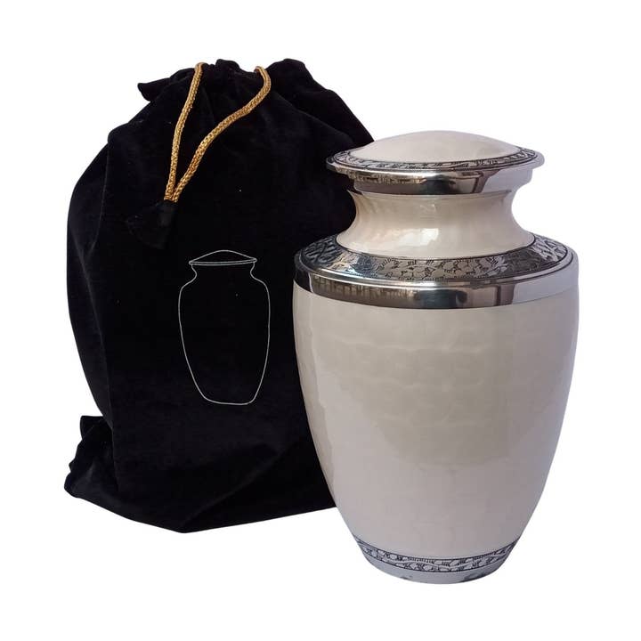 Plutus imports – Großhandel Urne – Wunderschön gefertigte Urne mit Blatt- und Perlmuttmuster0