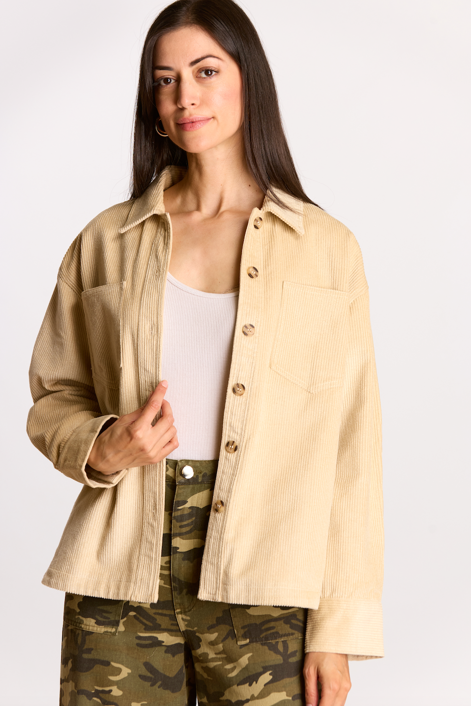 Before You Collection - Vente Chemise à col boutonné – femme - Chemise boutonnée en velours côtelé2