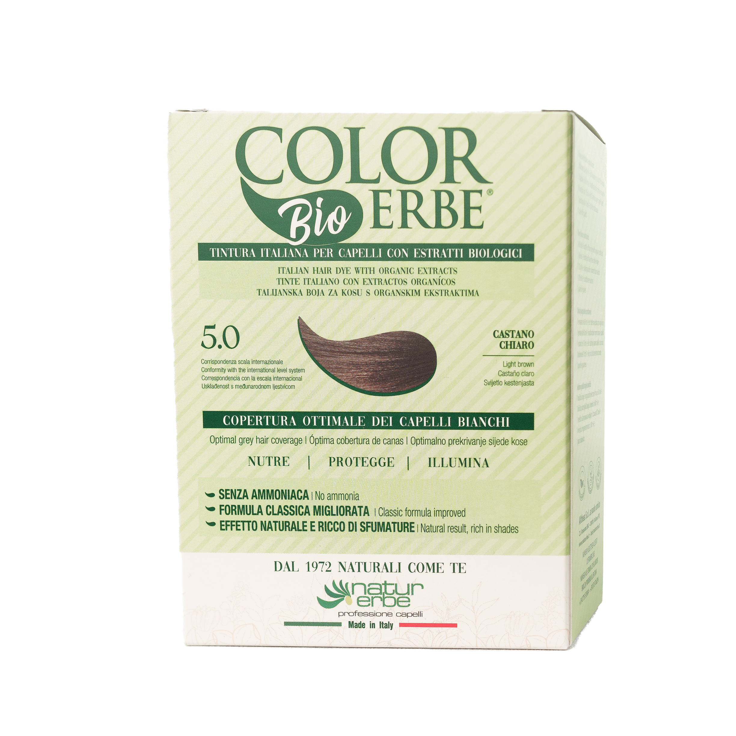 COLOR ERBE - Wholesale Hair Dye - Light Brown Organic Herbal Color Dye (5.0) - Made in Italy4