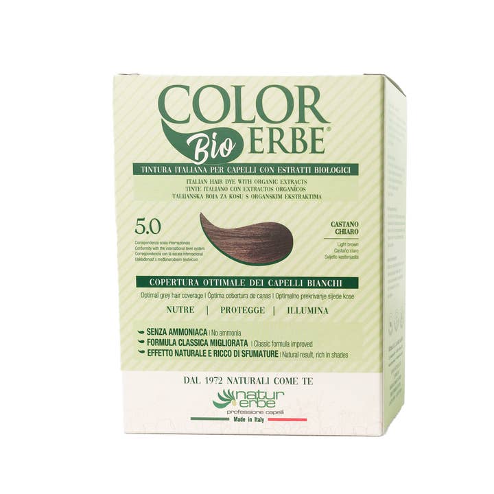 COLOR ERBE - Wholesale Hair Dye - Light Brown Organic Herbal Color Dye (5.0) - Made in Italy4