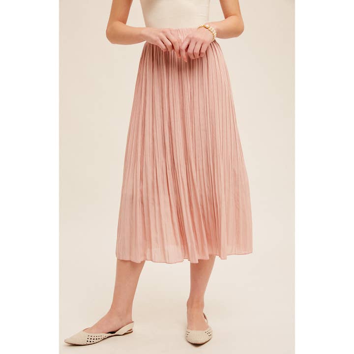 ELASTIC WAIST PLEATED MIDI SKIRT for wholesale by Apolline