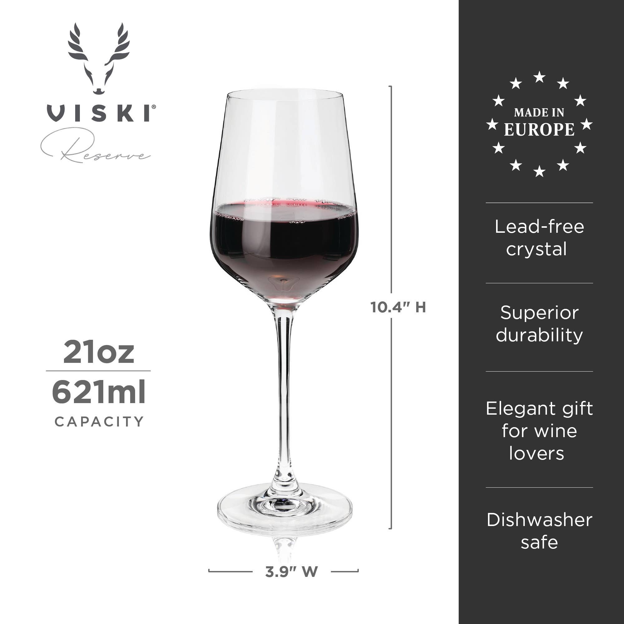 Viski - Wholesale Wine Glass - Reserve Inez European Crystal Bordeaux Glasses Set of 46