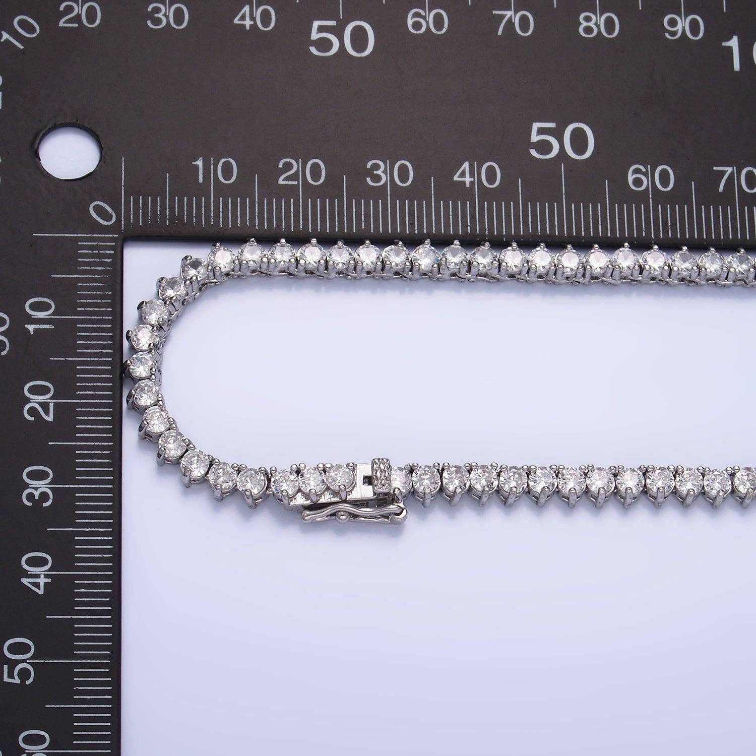 Aim Eternal – Großhandel Gliederhalskette – Weißgold gefüllte 4,2 mm klare CZ Drei-Krallen-Tennis-Kette 16 Zoll Halskette | WA-26622