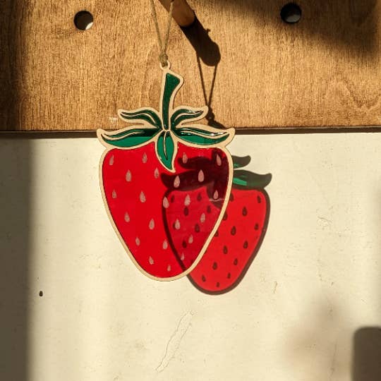 Bristol Design Forge Ltd - Wholesale Suncatcher - Strawberry Window Hanging Faux Stained Glass Cut Acrylic