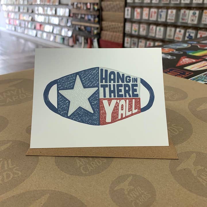 Anvil Cards - Wholesale Encouragement Card - Hang In There Y'all Face Mask Covid Card1