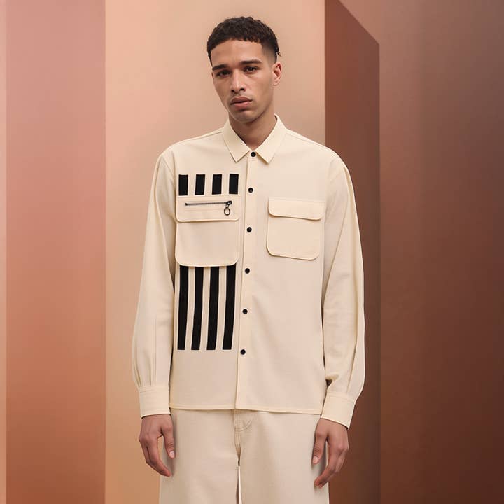 Konus Men's Canvas Shirt With Bellow Pockets in Black for wholesale by Robin K