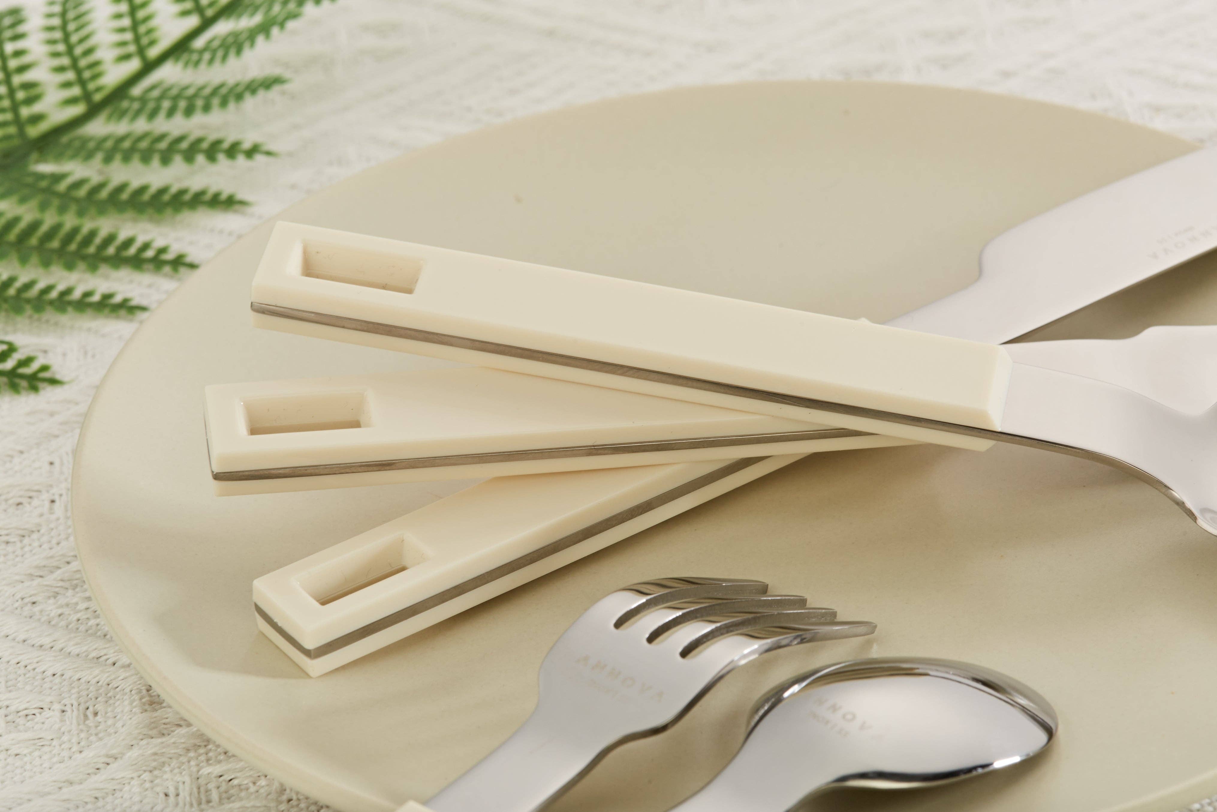 ANNOVA - Wholesale Flatware Set - ANNOVA Block Handle Silverware Set 20 Pieces Color Modern Style Flatware28