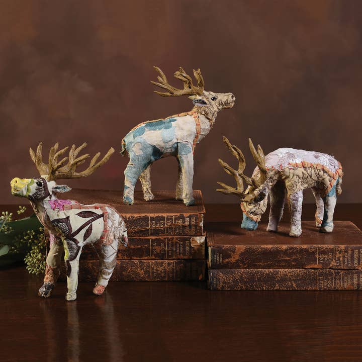 HomArt - Wholesale Decorative Tabletop Object - Bavarian Forest Stag Grazing - Petite - Beige2