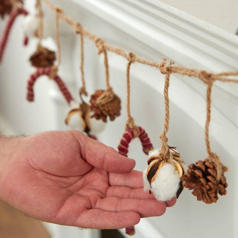 Factory Direct Craft – wholesale Juldekoration – Rustika jutesockerrör, kottar och bomullsgirlang3