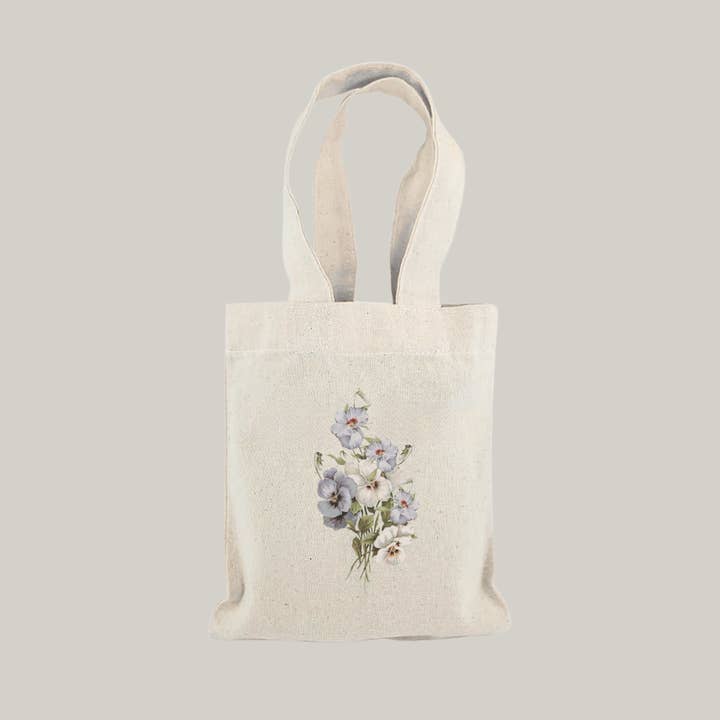 De Papierboetiek – wholesale Gift bag – Cotton bag with print | violets (size S)