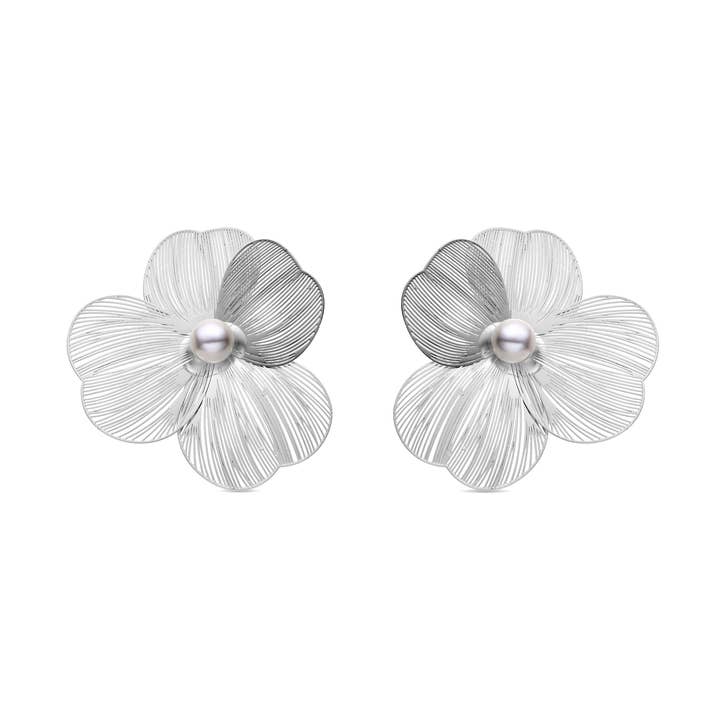 Pendientes Luxenter de Perla Blanca acabados en rodio - Leina for wholesale by Luxenter