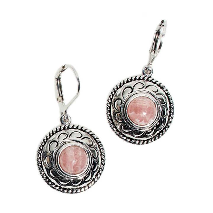 Oorbellen van sterling zilver en rhodochrosiet voor wholesale door LA GRANDE VITRINE