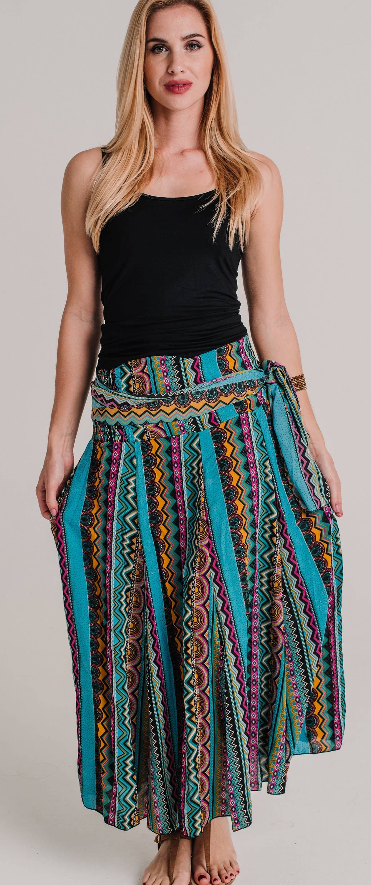 Miss Kitsch - Wholesale Skirt - Women's - Boho Skirt, African Print Skirt, Fluid Flower Plus Size Maxi Boho Dress Skirt, Women's Midi Skirt Clothes Gift For Her8