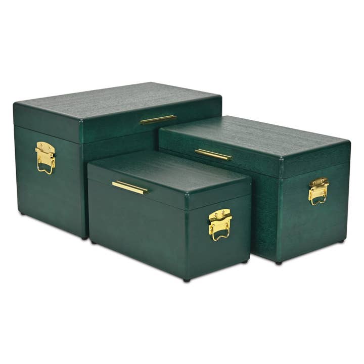 Cheungs Home Decor - Wholesale Trunk - Sable Set of 3 Trunks with Gold Handles13