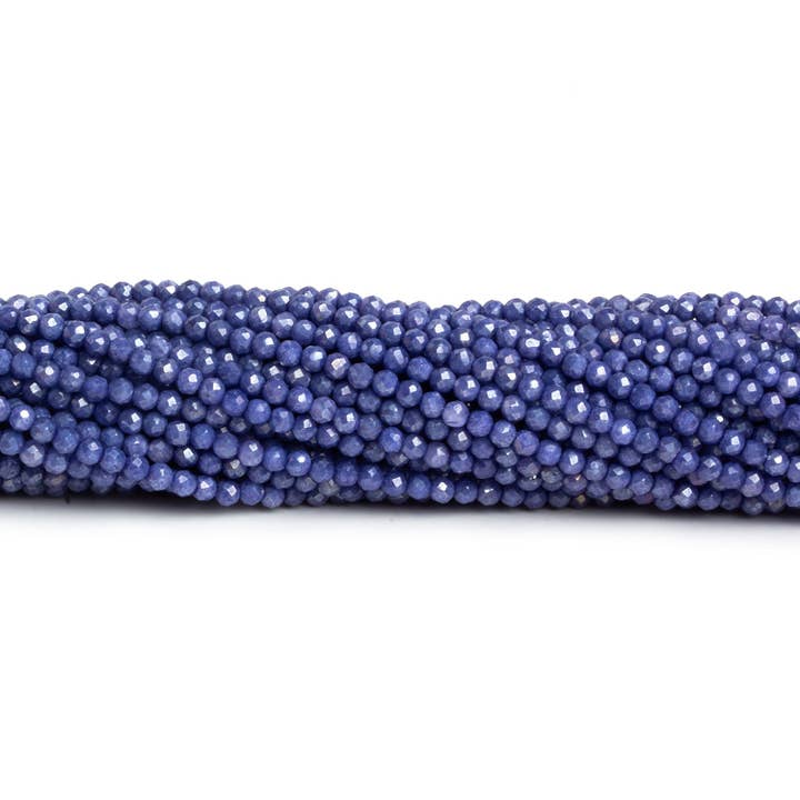 2mm Moody Blue Quartz Microfaceted Rounds 12 inch 135 beads for wholesale by The Bead Traders