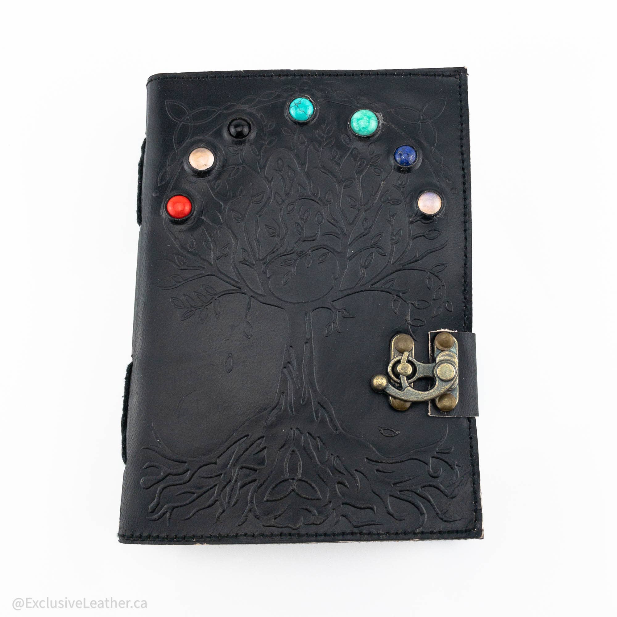 Exclusive Art Inc – Diário por atacado – Diário em Couro - Árvore da vida com 7 pedras6