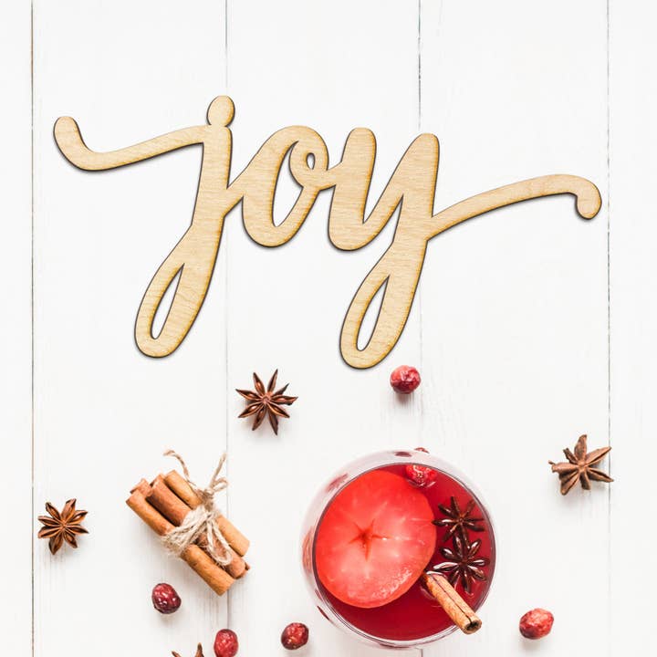 joy Charlie Script Wood Cutout Sign for wholesale by Woodums