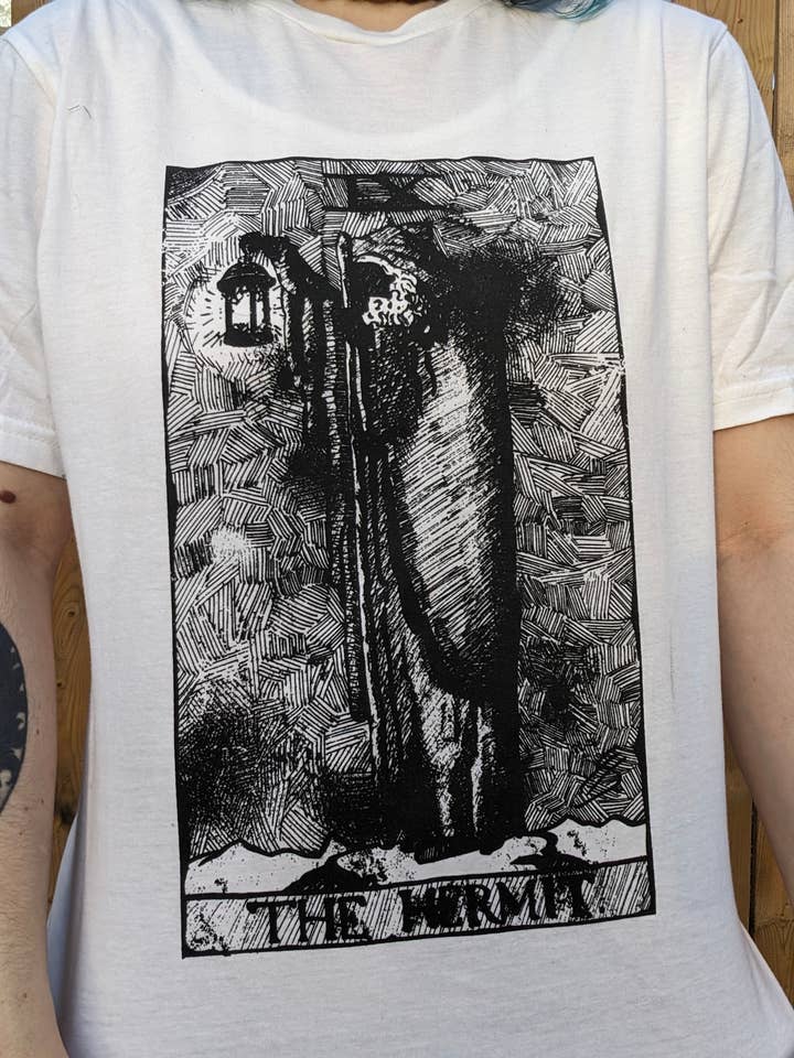RaccoonGuts - Wholesale Screen Printed T-Shirt - Women's - The Hermit Gothic Alt Tarot Printed T-shirt3