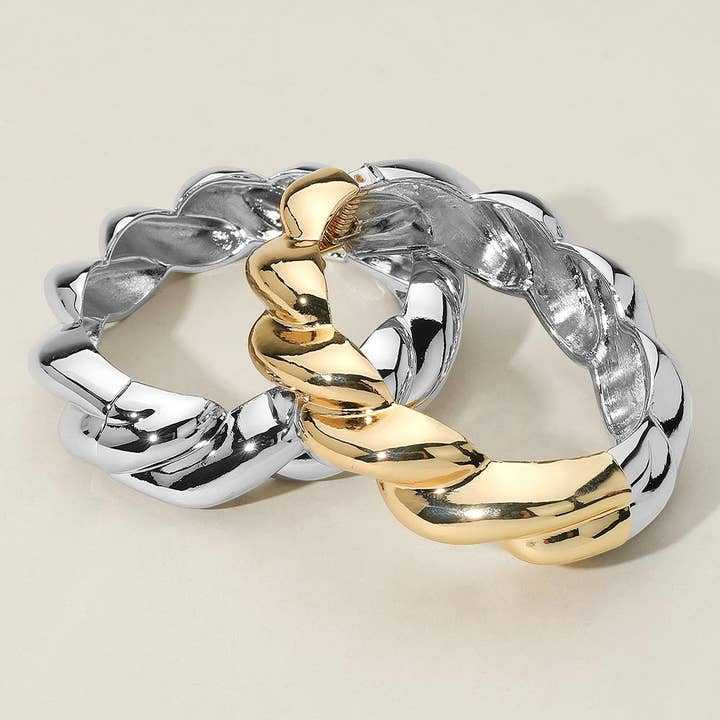 Twisted Metal Hinged Bangle Bracelet
for wholesale by Sensibling Corp.