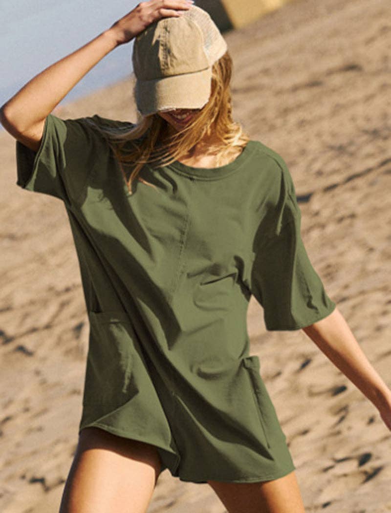 safistyle - Wholesale Romper - Women's - Short Sleeve Backless V-Neck Loose Romper4