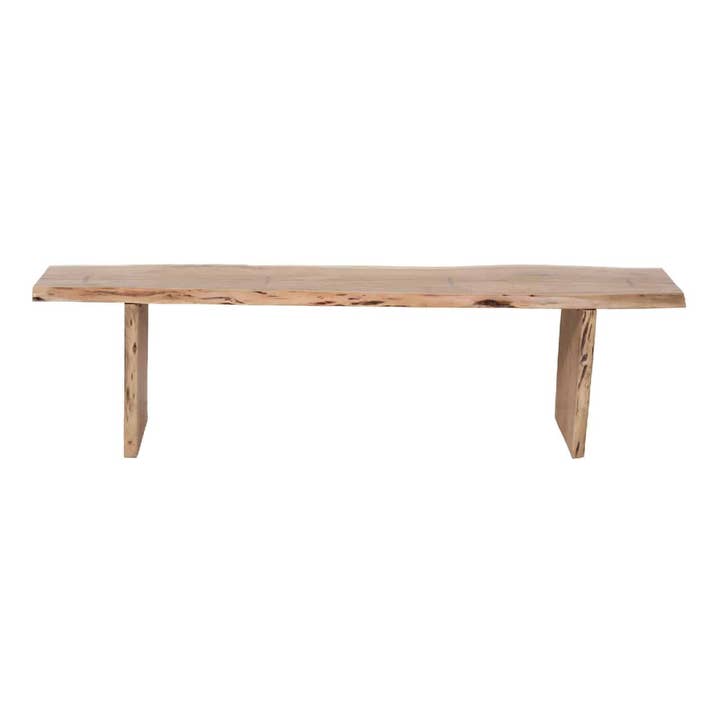 Banc de salle à manger en bois d'acacia Nova avec bord naturel pour la vente par Pinkcity