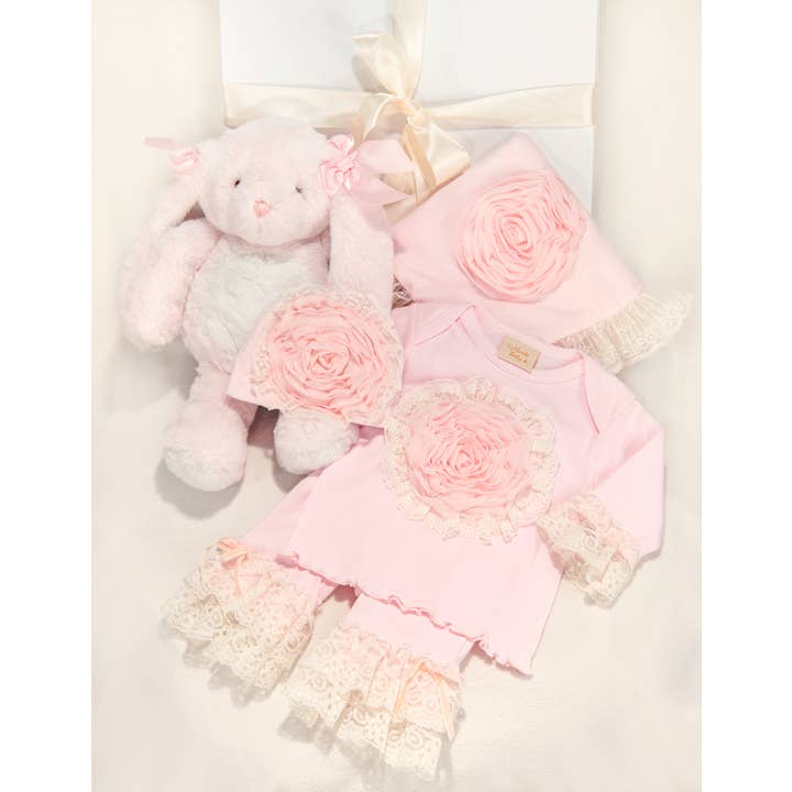 Coffret cadeau Haute Baby Pink Lullabye Legging pour nouveau-né pour la vente par Haute Baby