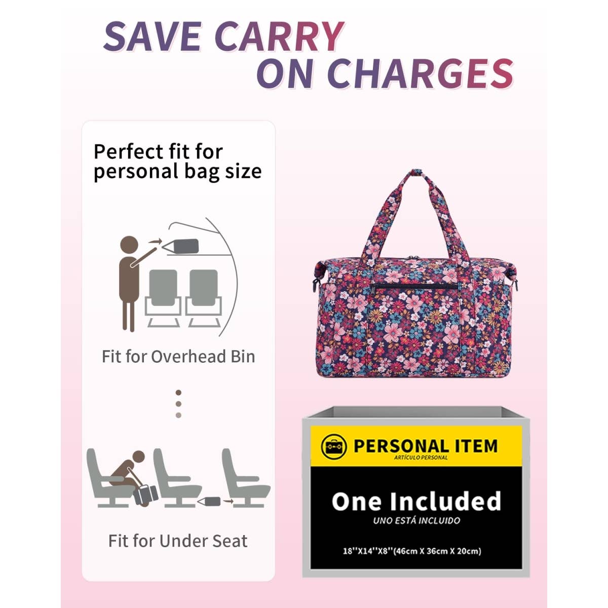 wandf – Großhandel Weekender-Tasche – Unisex – Gesteppte Schultertaschen Flugzeug Reisetasche Unter Sitz Tasche37