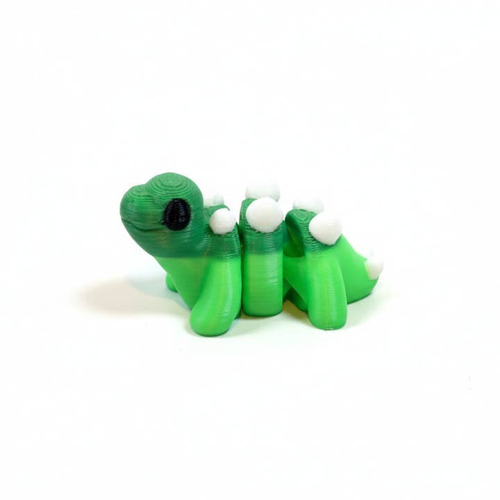 Stegosaurus Dinosaur (Two Toned Green) • Mini 3D Printed Articulated Animal • Flexi Animals for wholesale by Lorianne Kol 3D Prints
