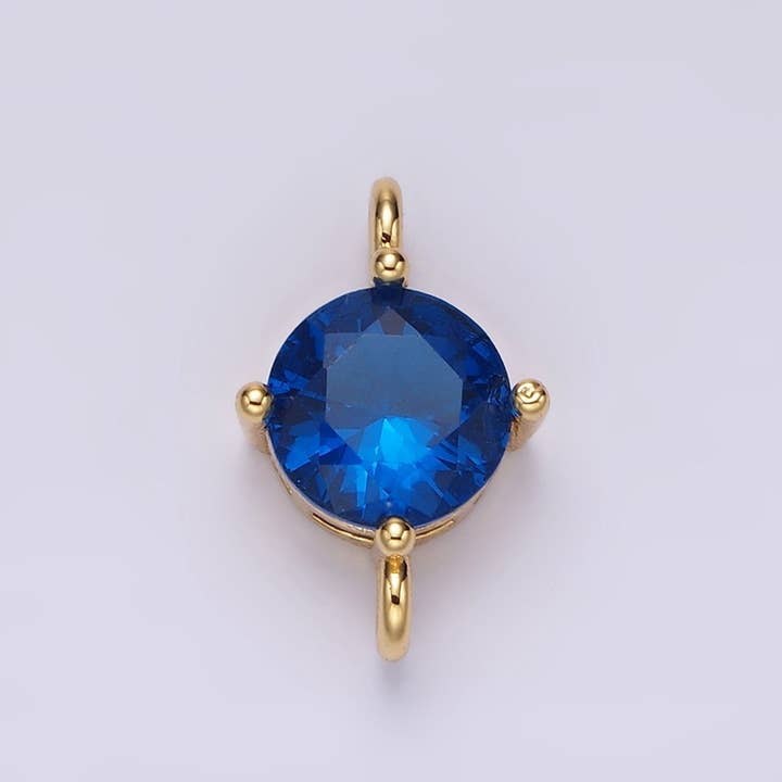 Aim Eternal - Wholesale Individual Charm/Pendant - 14K Gold Filled 10mm Round CZ Birth Month Personalized Connector | G-157 - G-1697