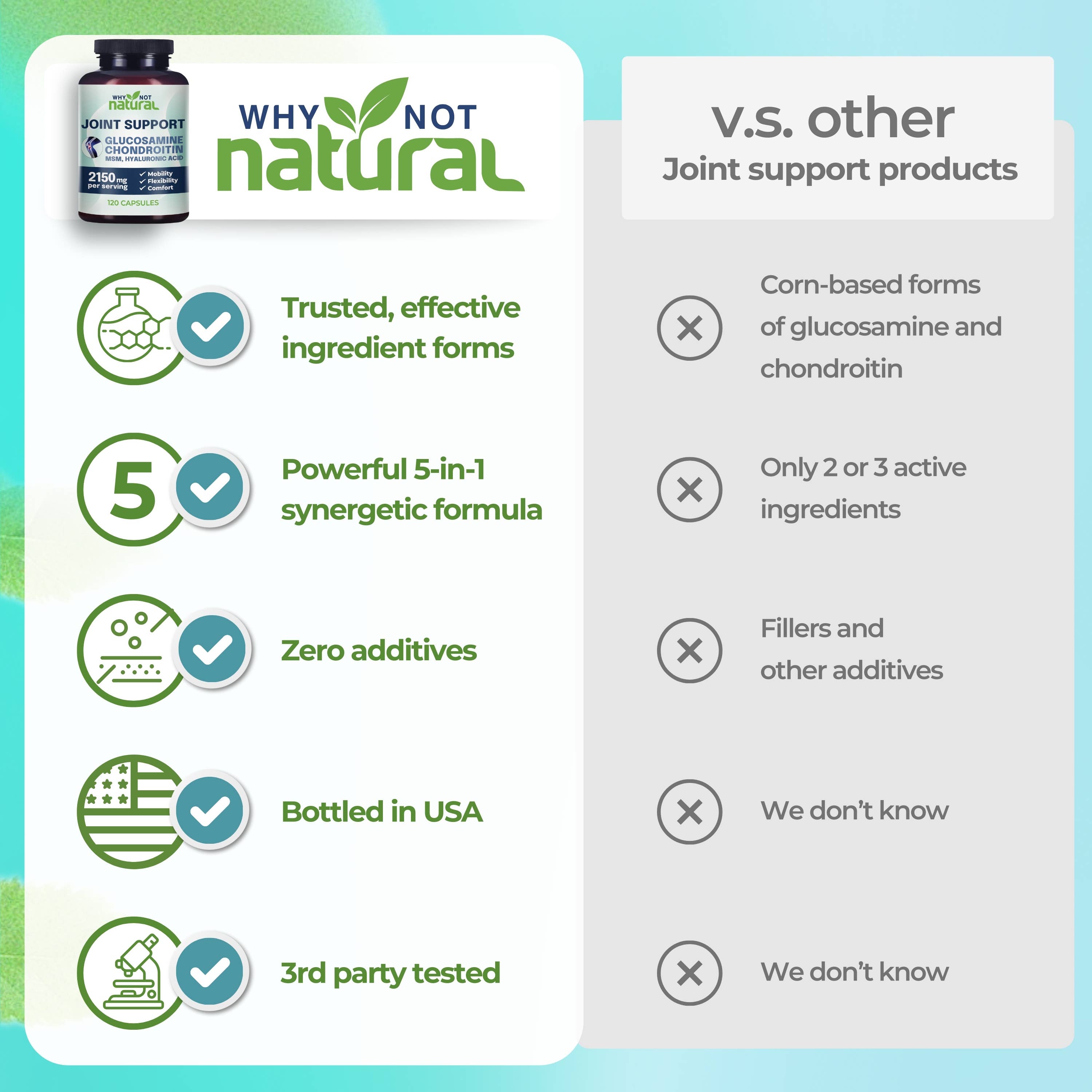 WhyNotNatural - Wholesale Oral Supplement/Vitamin - Glucosamine Chondroitin MSM, Joint Support4