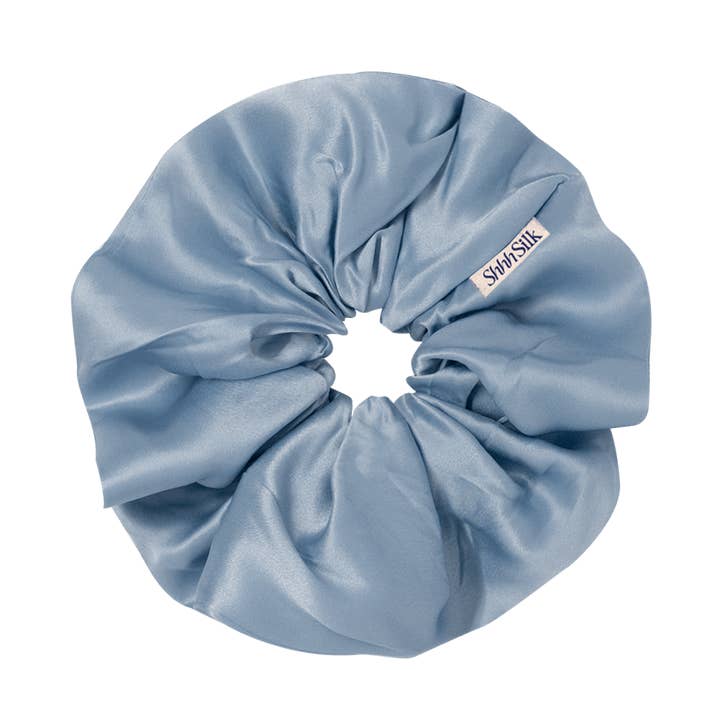 Shhh Silk - Wholesale Scrunchie - Women’s - Oversized Sky Blue Silk Scrunchie0