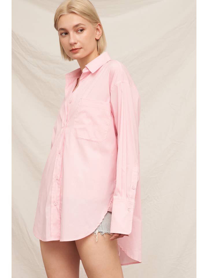 En Crème - Wholesale Button Down Shirt - Women's - Long Sleeve Oversize Button Down Shirt4