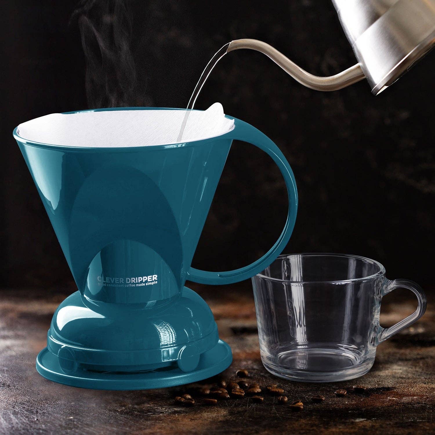 Sable Brew - Wholesale Pour Over & Dripper - Clever Coffee Dripper and Filters, Large 18 oz (Peacock Blue4
