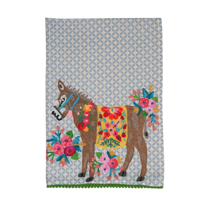 3ABTT1238_SBGR"EL BURRO FELIZ " TEA TOWEL 19X27" for wholesale by Karma Living