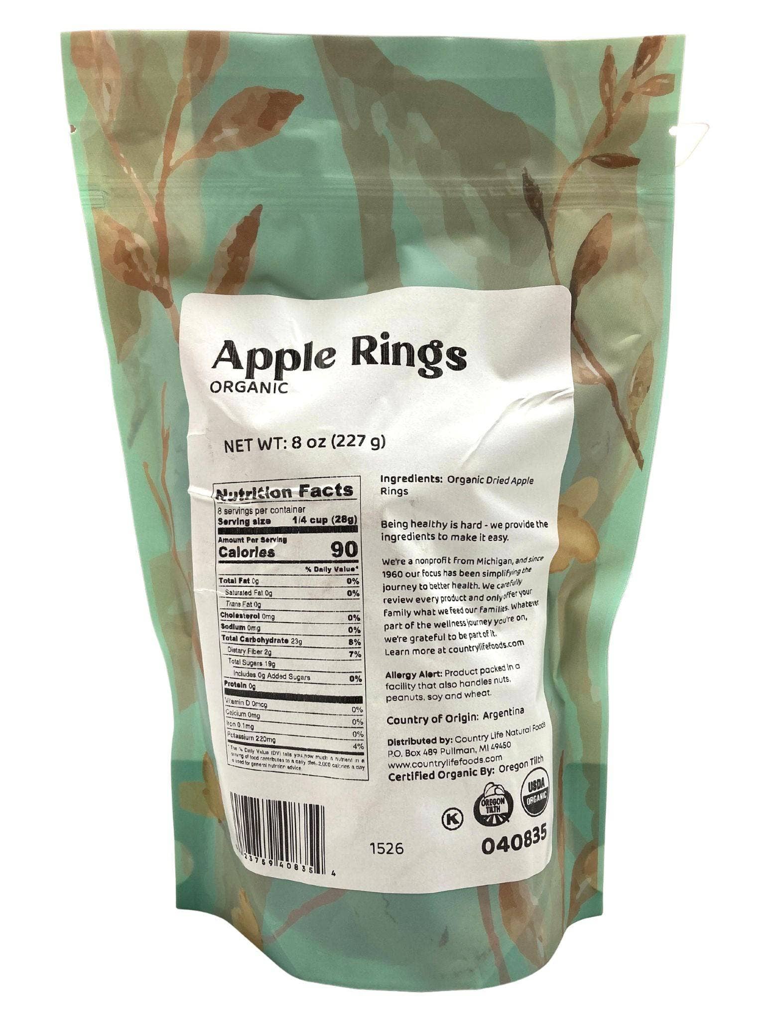 Country Life Natural Foods - Wholesale Dried/Dehydrated Fruit - Apple Rings, Organic1