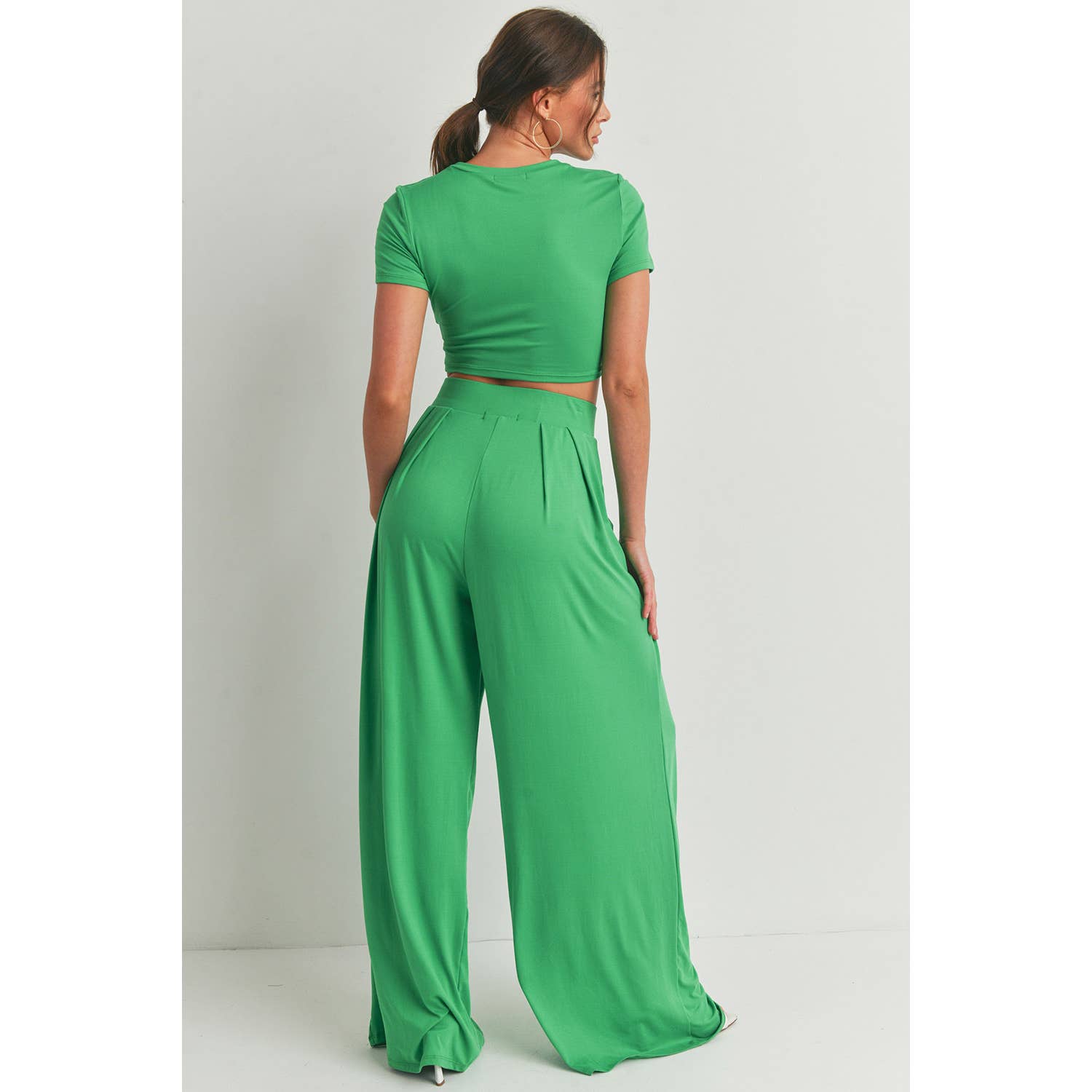 Peace Love Line - Vente Ensemble haut et pantalon (PAS d'intérieur) - Femme - Ensemble haut court et pantalon palazzo à jambes larges6