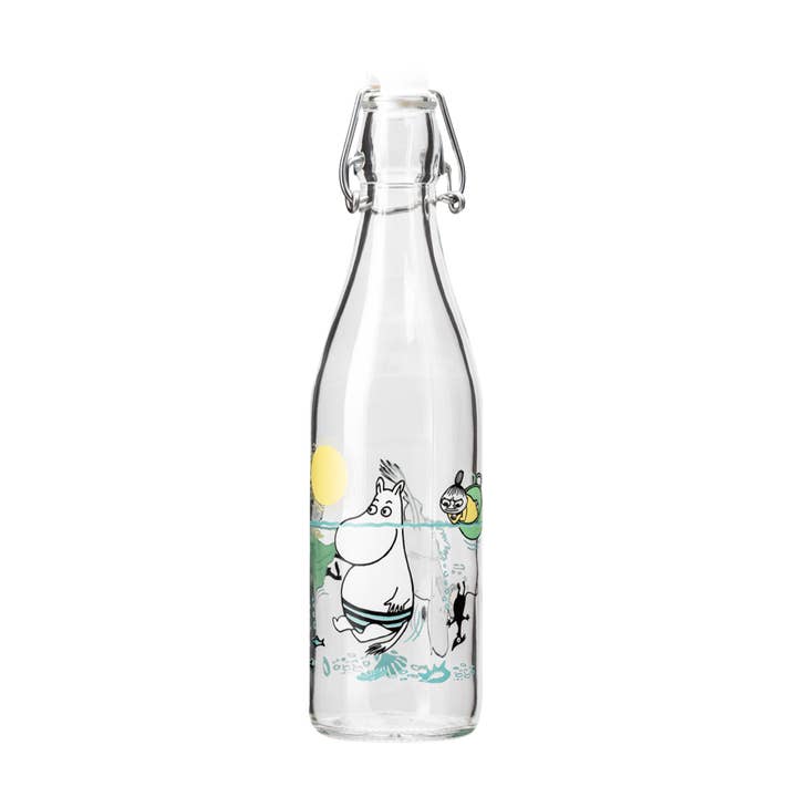 Treacle George (Muurla & Havi) – wholesale Milk/juice bottle – MOOMIN | Glass Bottle with clamp stopper | Fun In The Water | 0.5L