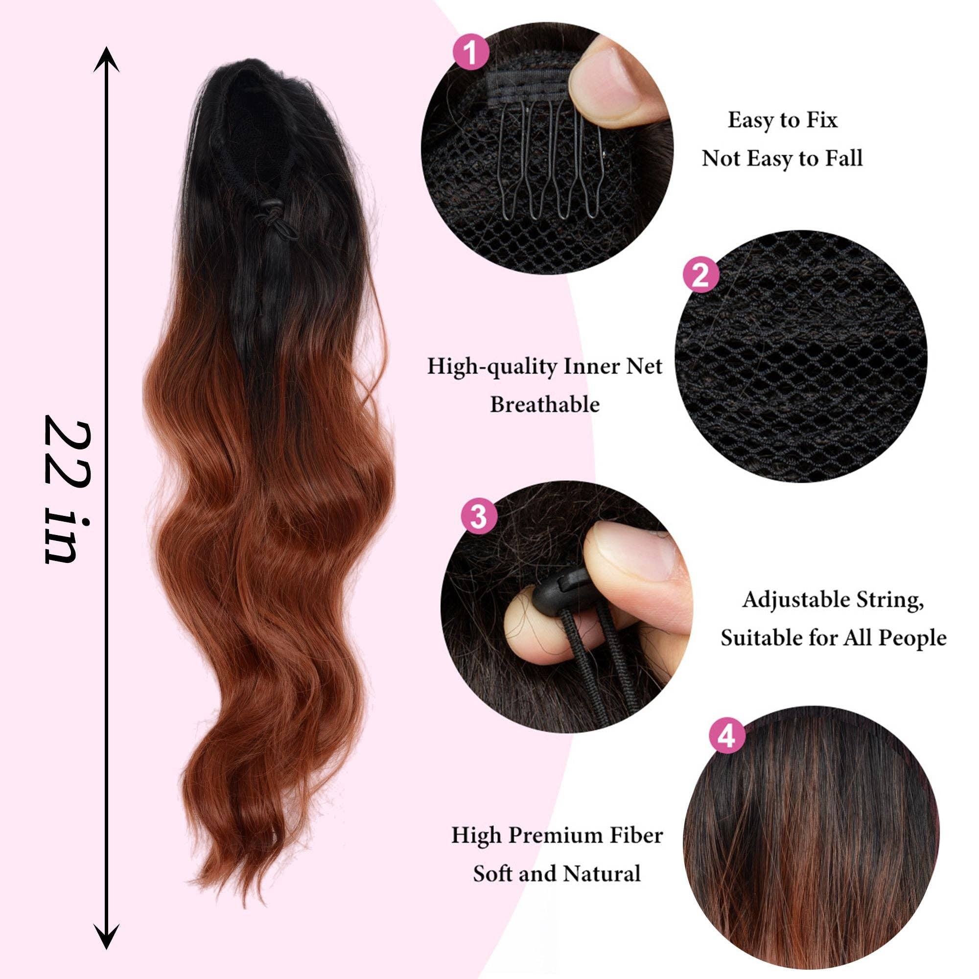 AK Brand - Wholesale Hair Extensions - Long Drawstring Ponytail Hair Extension 22 Inch Synthetic9